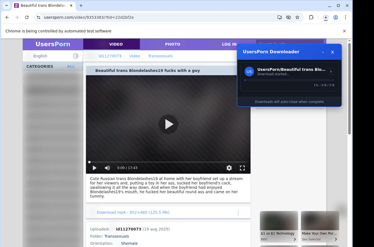 Usersporn Video Downloader browser extension screenshot 2