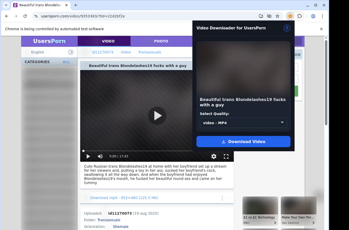 Usersporn Video Downloader browser extension screenshot 3