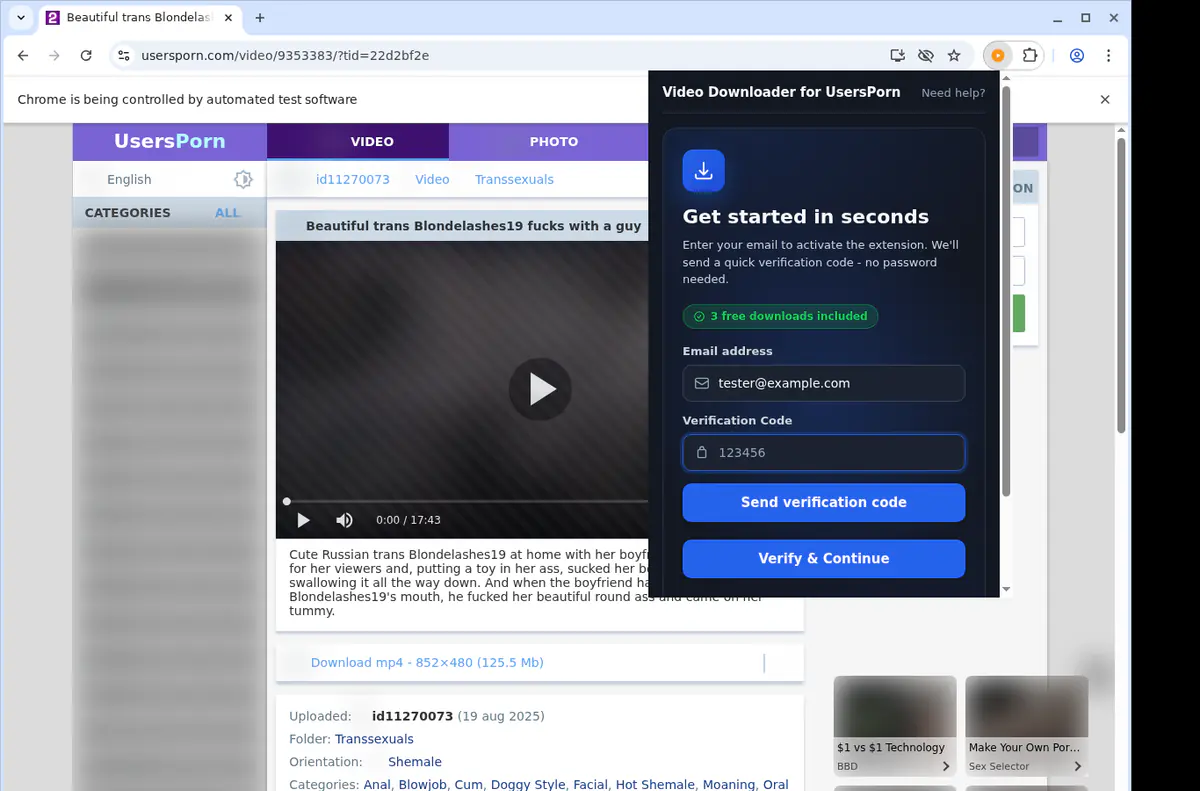 Usersporn Video Downloader browser extension screenshot 4