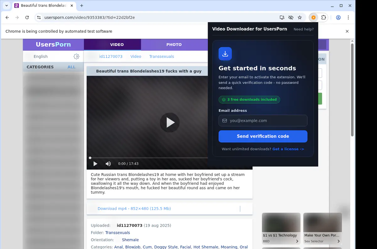Usersporn Video Downloader browser extension screenshot 5